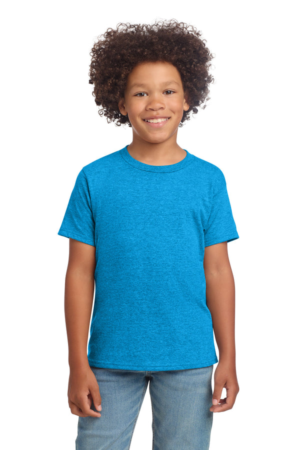 Gildan 64000B — Heather Sapphire — front