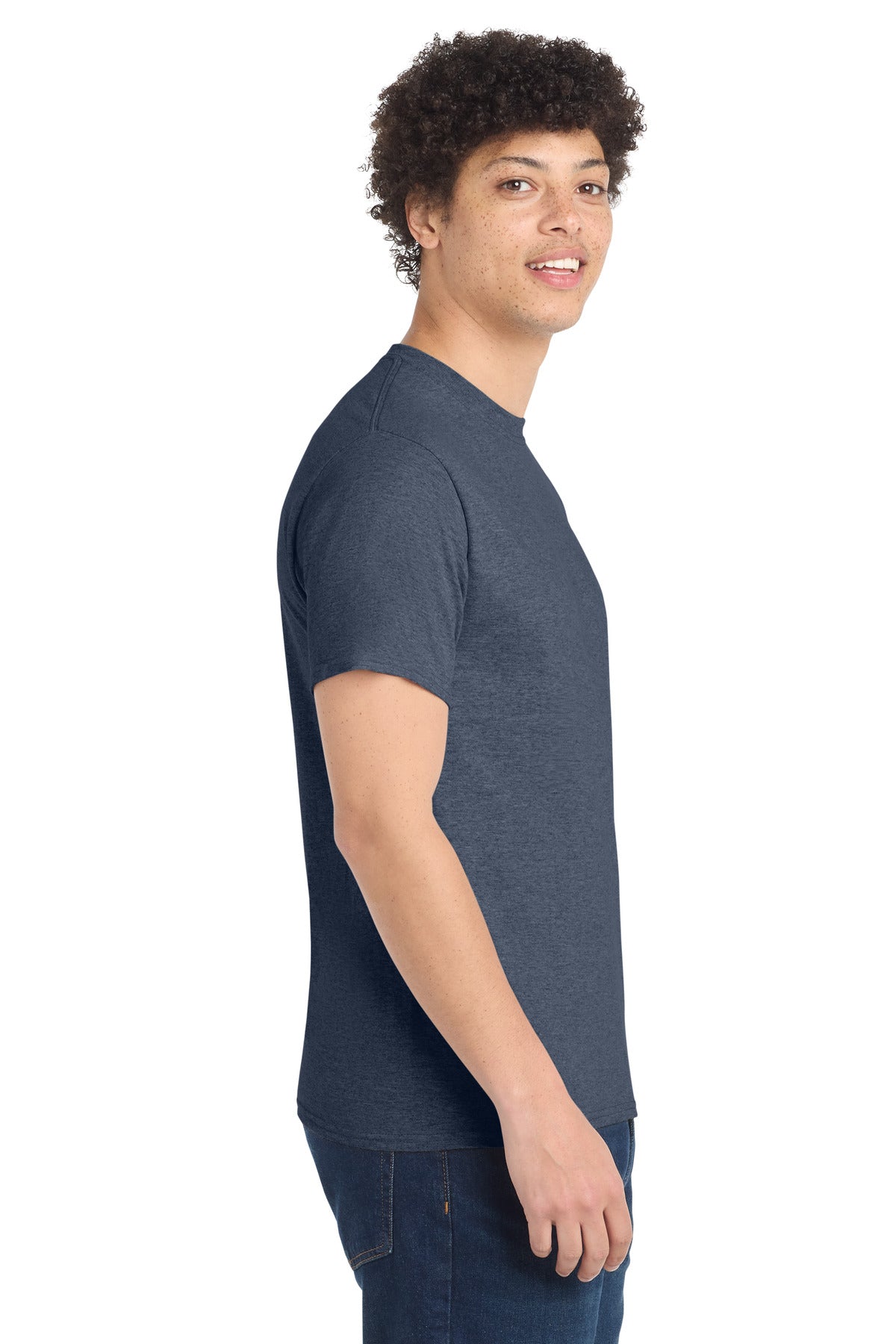Port & Co PC54 — Heather Navy — side