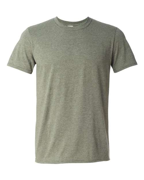 Gildan 64000 — Heather Military Green — front