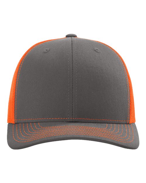 Richardson 112 — Charcoal Neon Orange — front