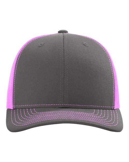 Richardson 112 — Charcoal Neon Pink — front
