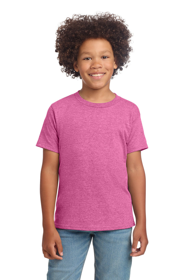 Gildan 64000B — Heather Heliconia — front