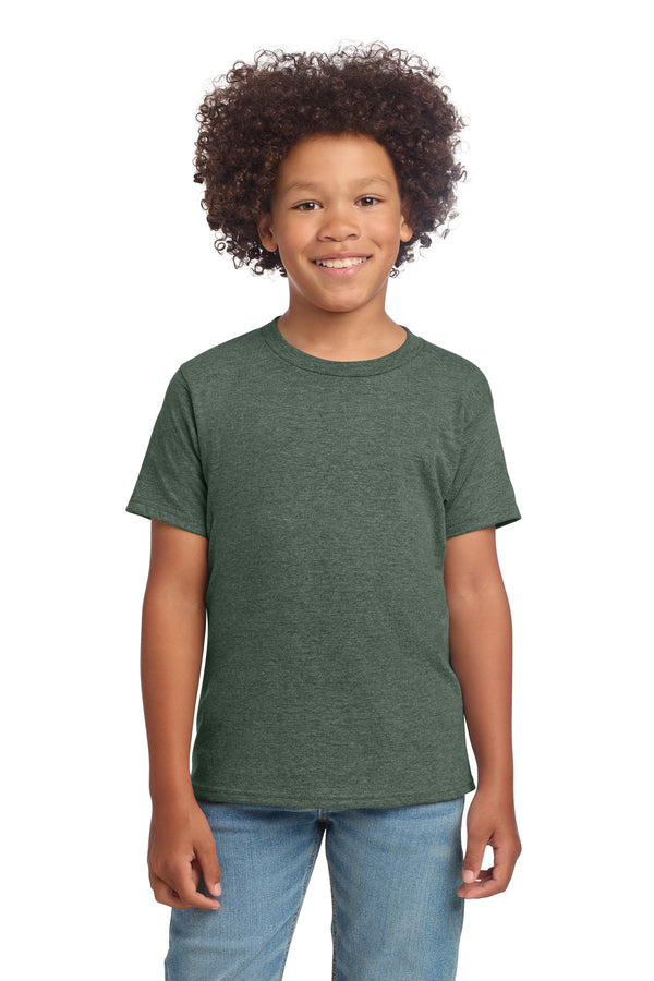 Gildan 64000B — Heather Military Green — front