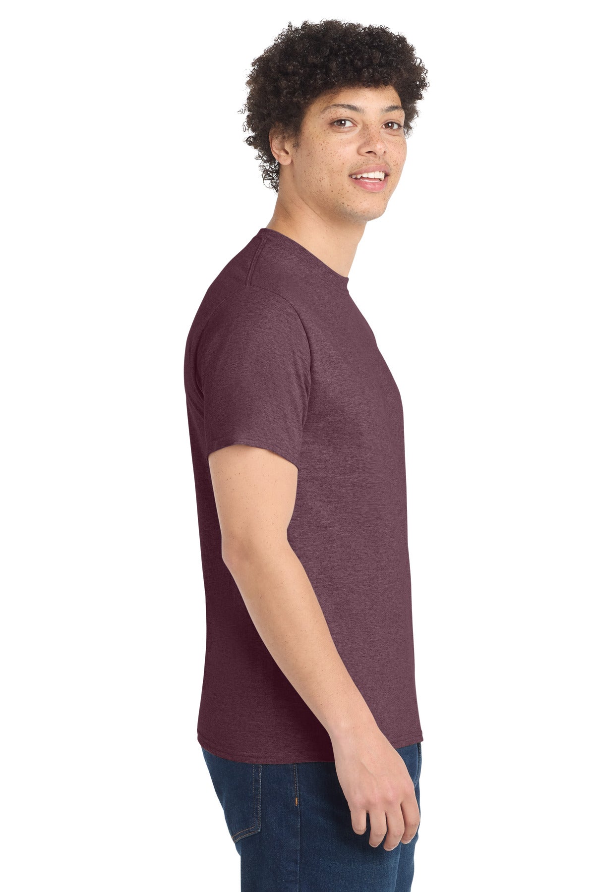 Port & Co PC54 — Heather Athletic Maroon — side