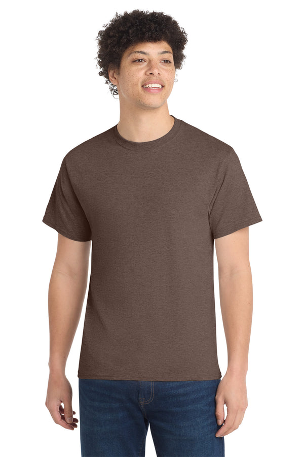 Port & Co PC54 — Heather Dark Chocolate Brown — front