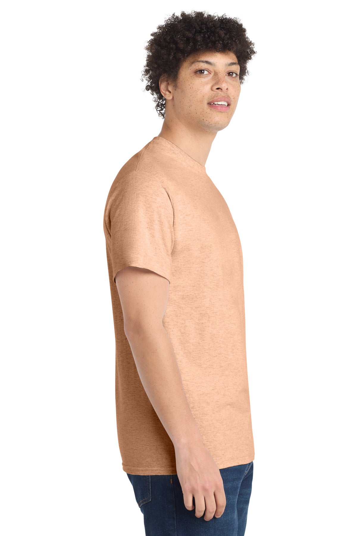 Port & Co PC54 — Heathered Dusty Peach — side