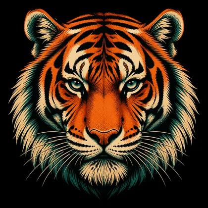 Tiger artwork showing a detailed DTF print style